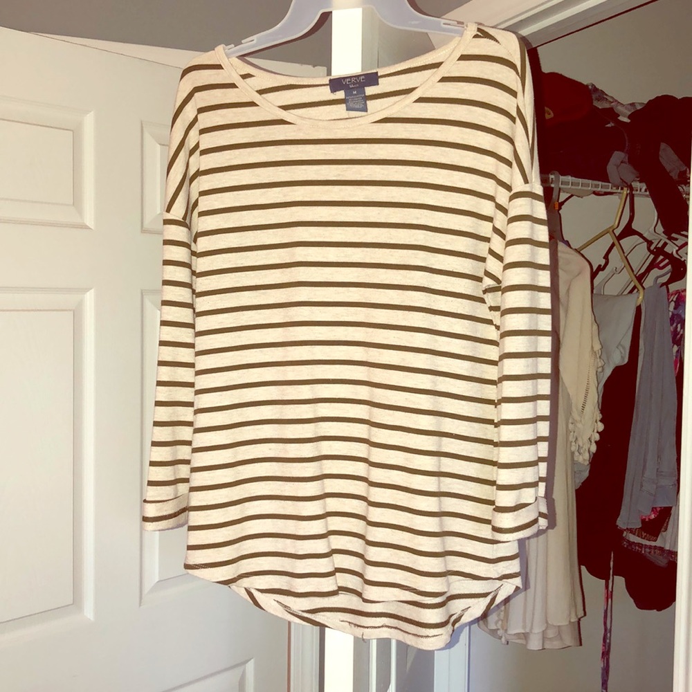 Brown/cream striped long sleeved shirt